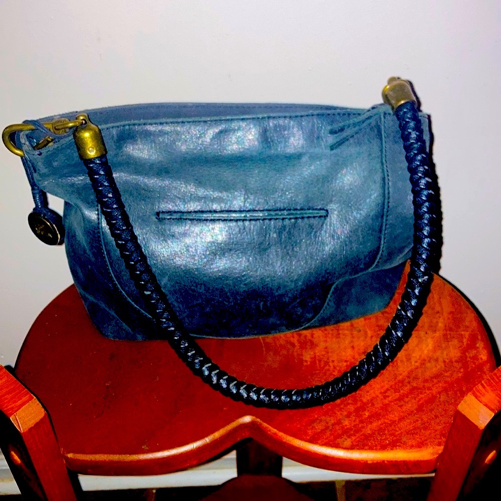 The Sak Navy Braided-Handle Shoulder Bag